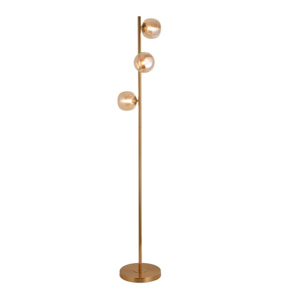Lampadaire OKO 3 lumières ambre, pied avec trois verres couleur ambre 2